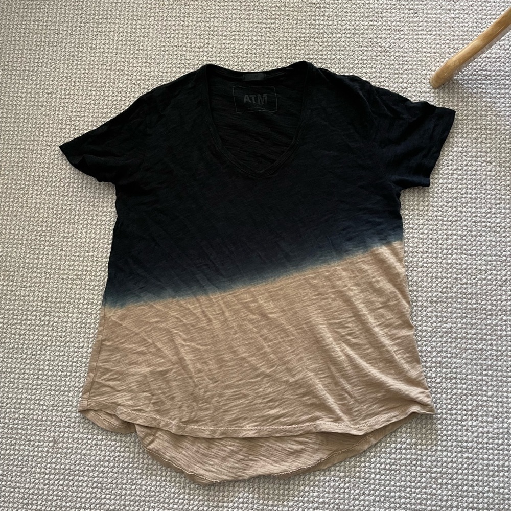 ATM Anthony Thomas Melillo Dip Dye Slub Jersey Boyfriend V Neck Tee XS/S - Picture 6 of 12